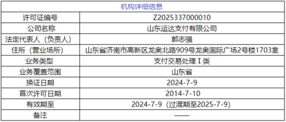 运达支付获央行批准增资扩股，拓展金融信息技术外包服务